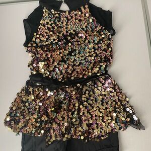black gold sparkly sequin dance leotard fits 5-8